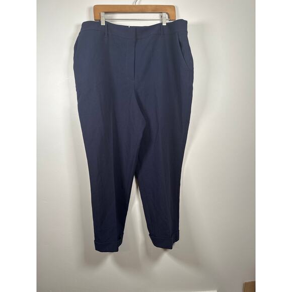 Boden Tailored Turn Up Trousers R0170 Navy Pants US 20/22 Ankle Office Work